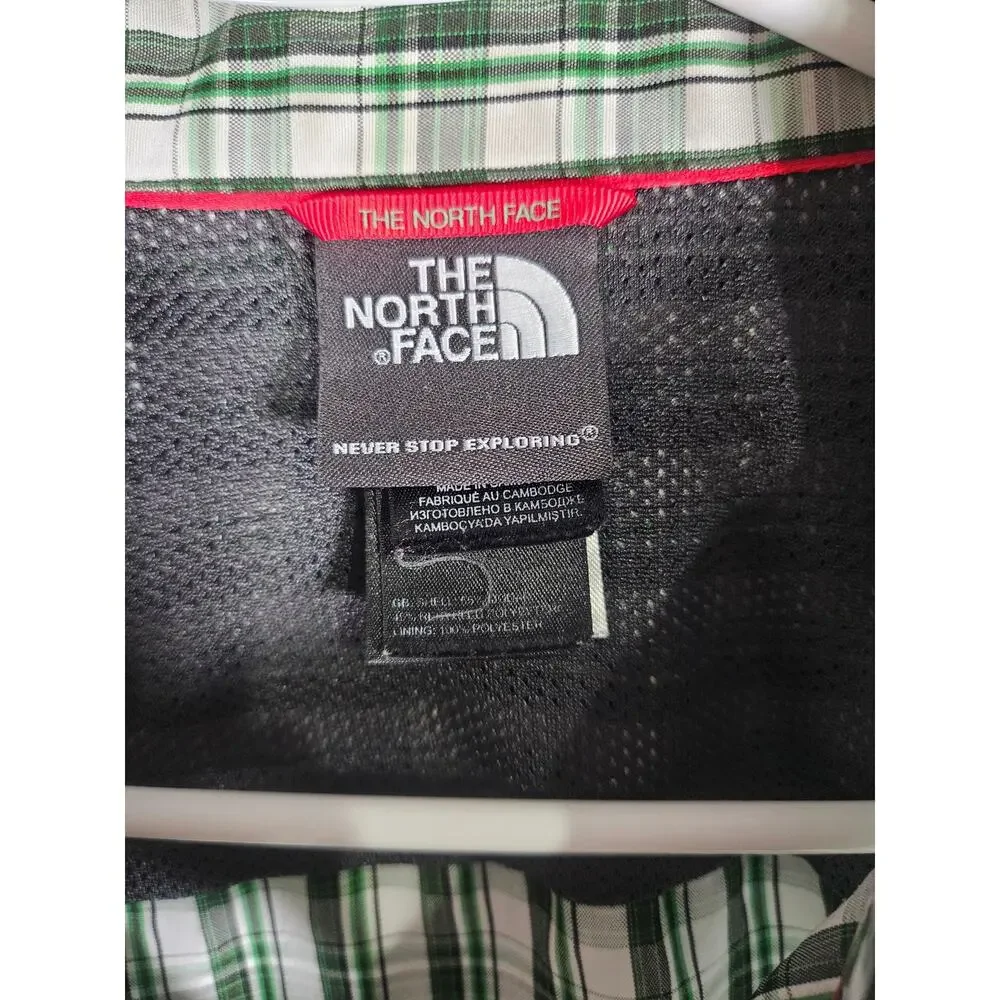 The North Face Men's XL‎ Button Down Shirt Green Black White Plaid